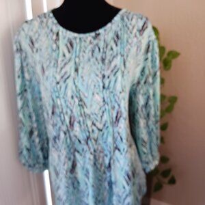 N Touch blue print pleated Top, Size L
